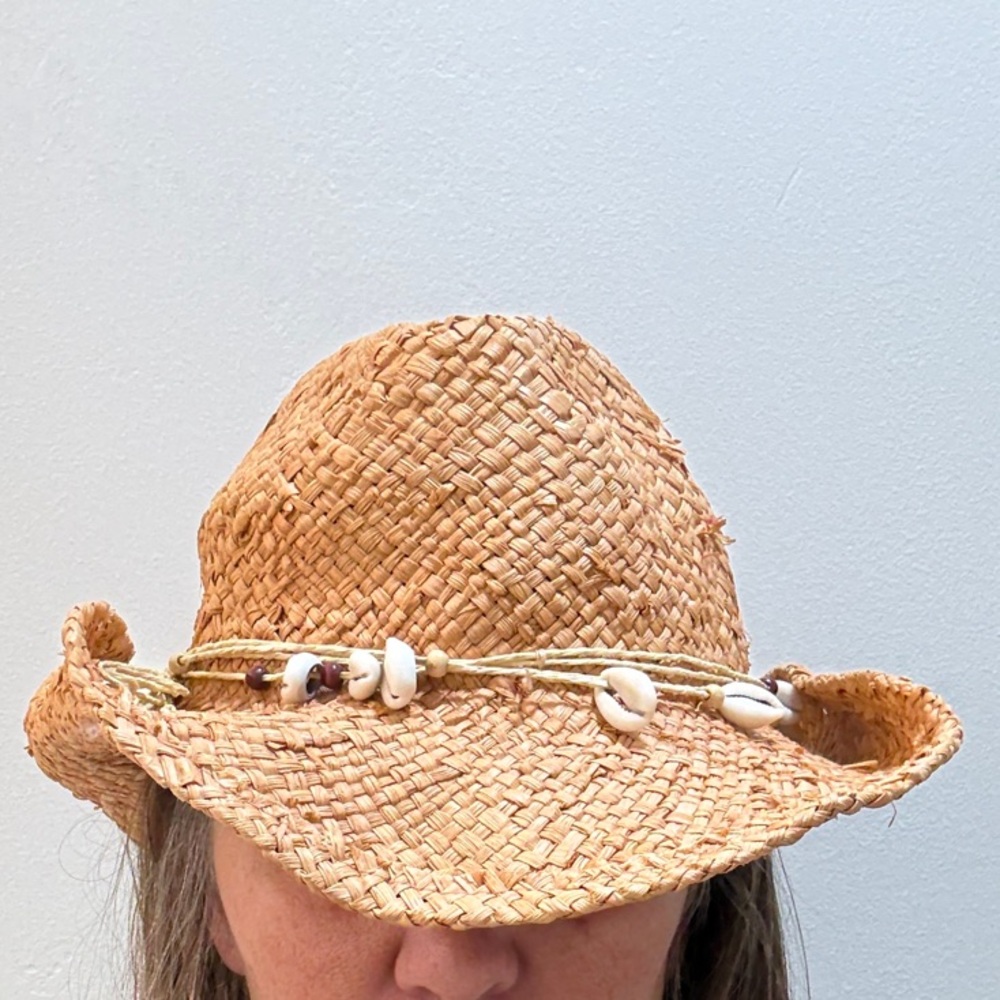 Natural Straw Cowgirl Hat with Shell Accents - Picture 3 of 3